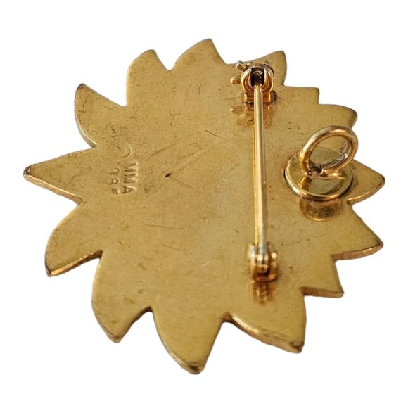 MMA Pink Red Enamel Water Lily Flower Brooch, Signed L123 - Picture 5 of 9